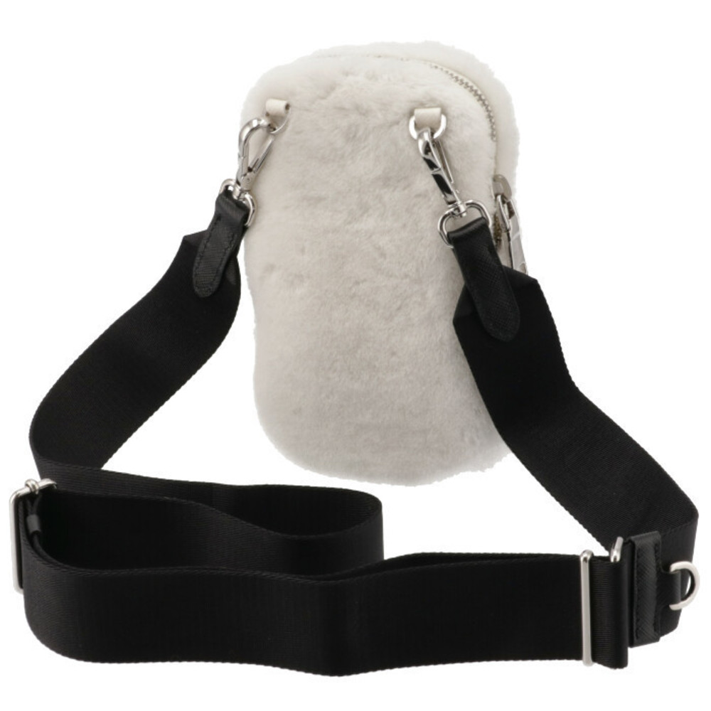 Prada Shearling Triangle Mini Crossbody White - image 3
